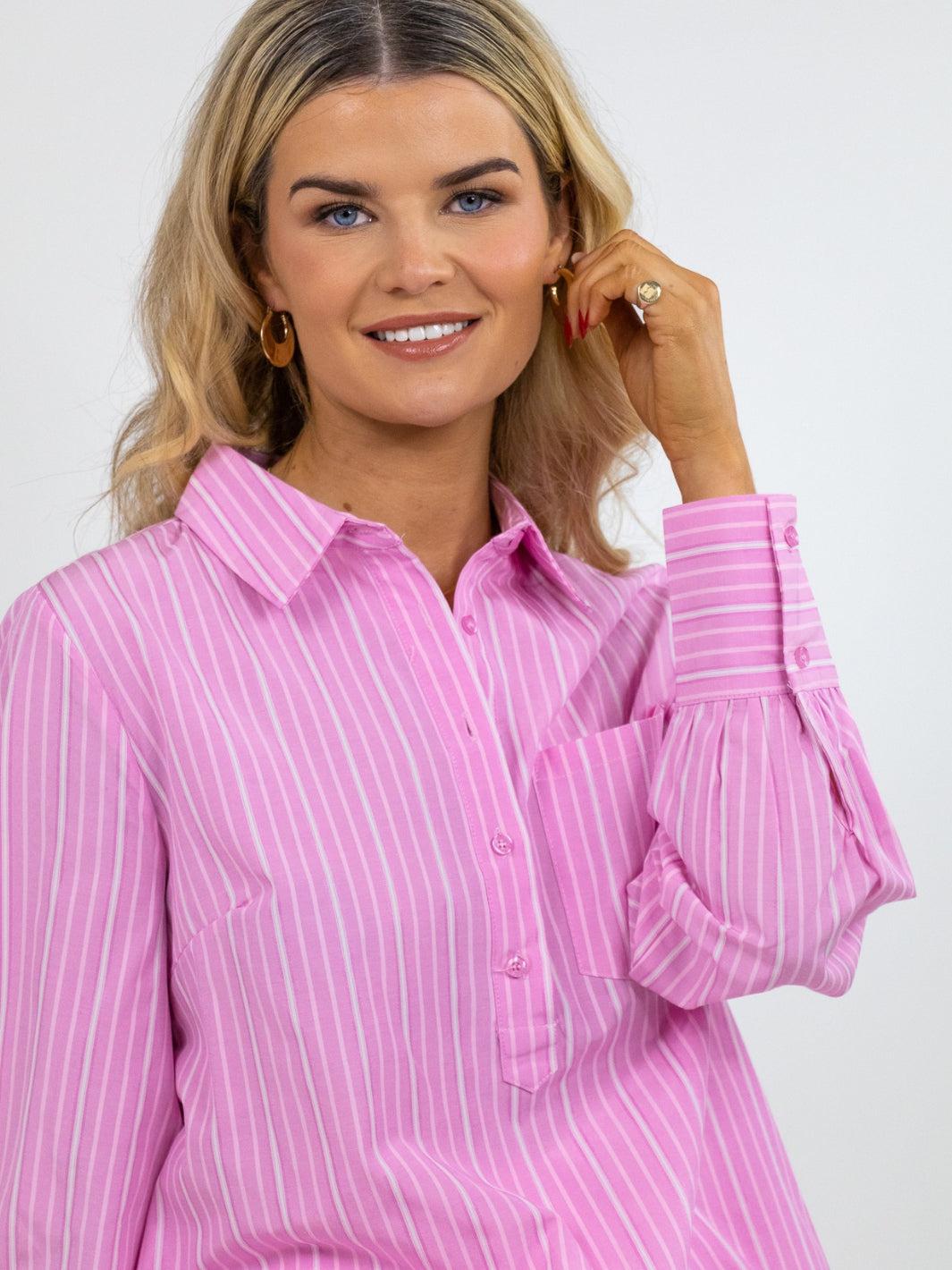 Kate & Pippa Cambridge Striped Shirt In Pink-Nicola Ross