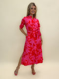 Kate & Pippa Capri Dress In Red / Pink Floral Print-Kate & Pippa