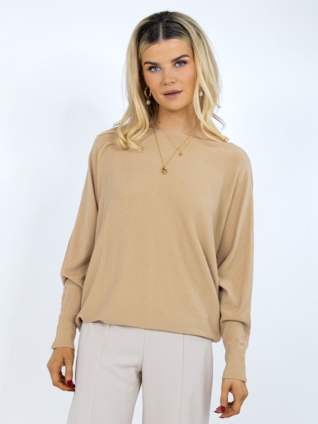 Kate & Pippa Elba Knit Jumper In Biscuit-Kate & Pippa