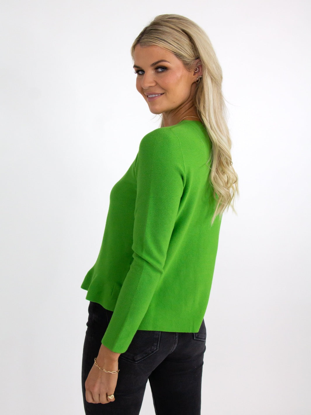 Kate & Pippa Emilia Frill Knit In Lime Green-Kate & Pippa