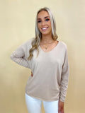 Kate & Pippa Forli V Neck Knit Jumper In Beige-Kate & Pippa