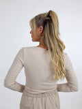 Kate & Pippa Jodi Square Neck Knit Top In Latte-Kate & Pippa