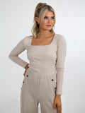 Kate & Pippa Jodi Square Neck Knit Top In Latte-Kate & Pippa