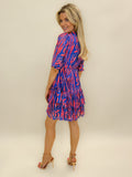Kate & Pippa Latina Mini Dress In Blue / Coral Animal Print-Kate & Pippa