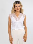 Kate & Pippa Lauren Lace Cami Top In White-Kate & Pippa