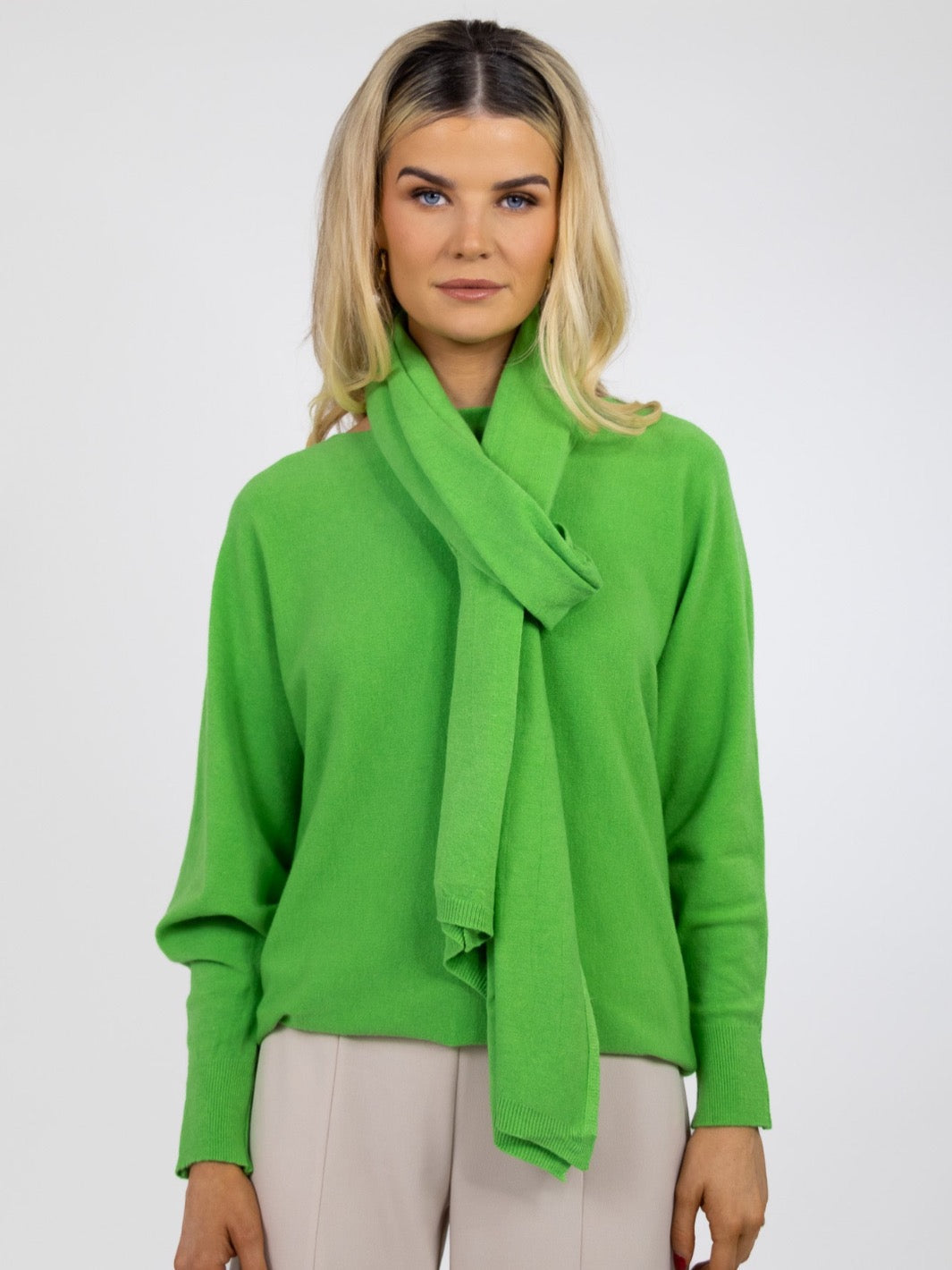 Kate & Pippa Matera Knit Scarf In Lime Green-Kate & Pippa