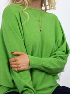 Kate & Pippa Milano Batwing Knit Jumper In Lime Green-Kate & Pippa
