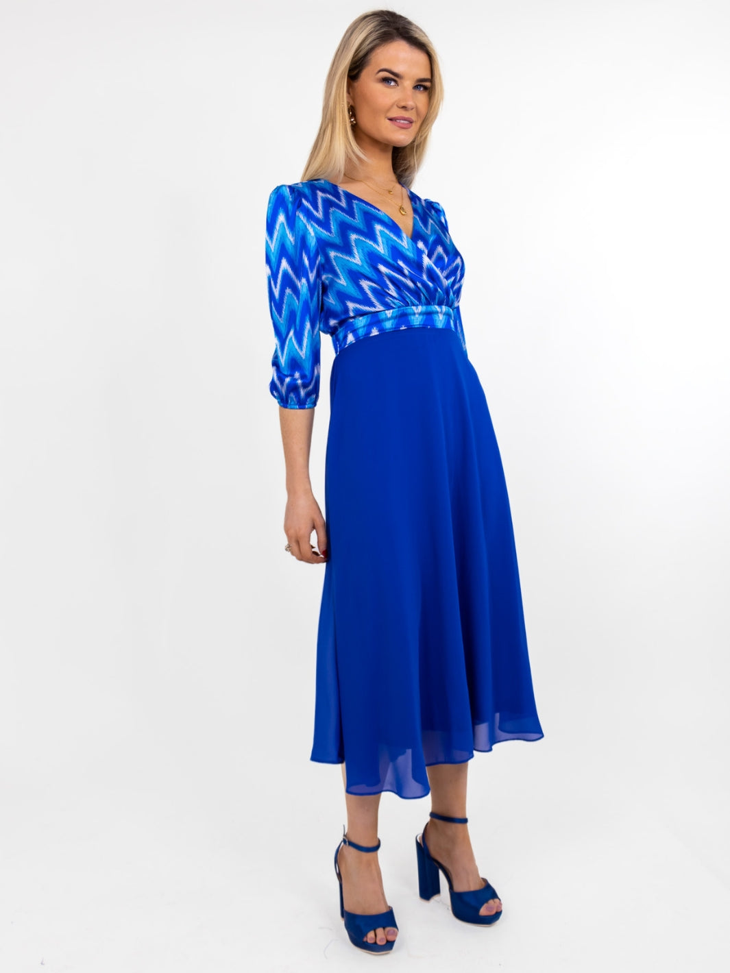 Kate & Pippa Monroe Midi Dress In Blue-Nicola Ross