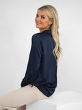 Kate & Pippa Olivia Satin Top In Navy-Kate & Pippa