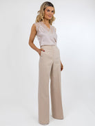 Kate & Pippa Palermo Wide Leg Trousers In Beige Sand-Nicola Ross