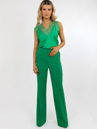 Kate & Pippa Palermo Wide Leg Trousers In Green-Nicola Ross