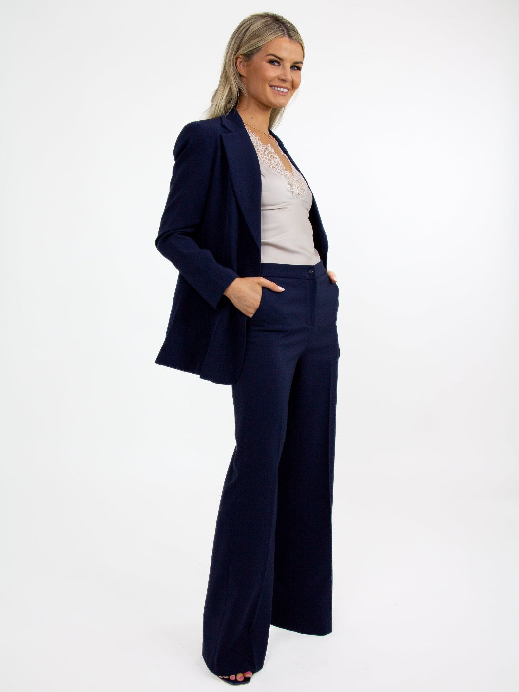 Kate & Pippa Palermo Wide Leg Trousers In Navy-Kate & Pippa