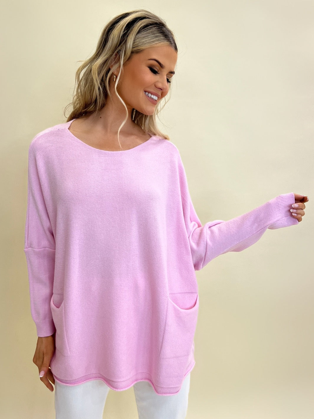 Kate & Pippa Roma Knit Jumper In Ice Pink-Kate & Pippa