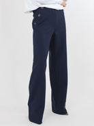 Kate & Pippa Sardinia Button Trousers In Midnight Navy-Kate & Pippa