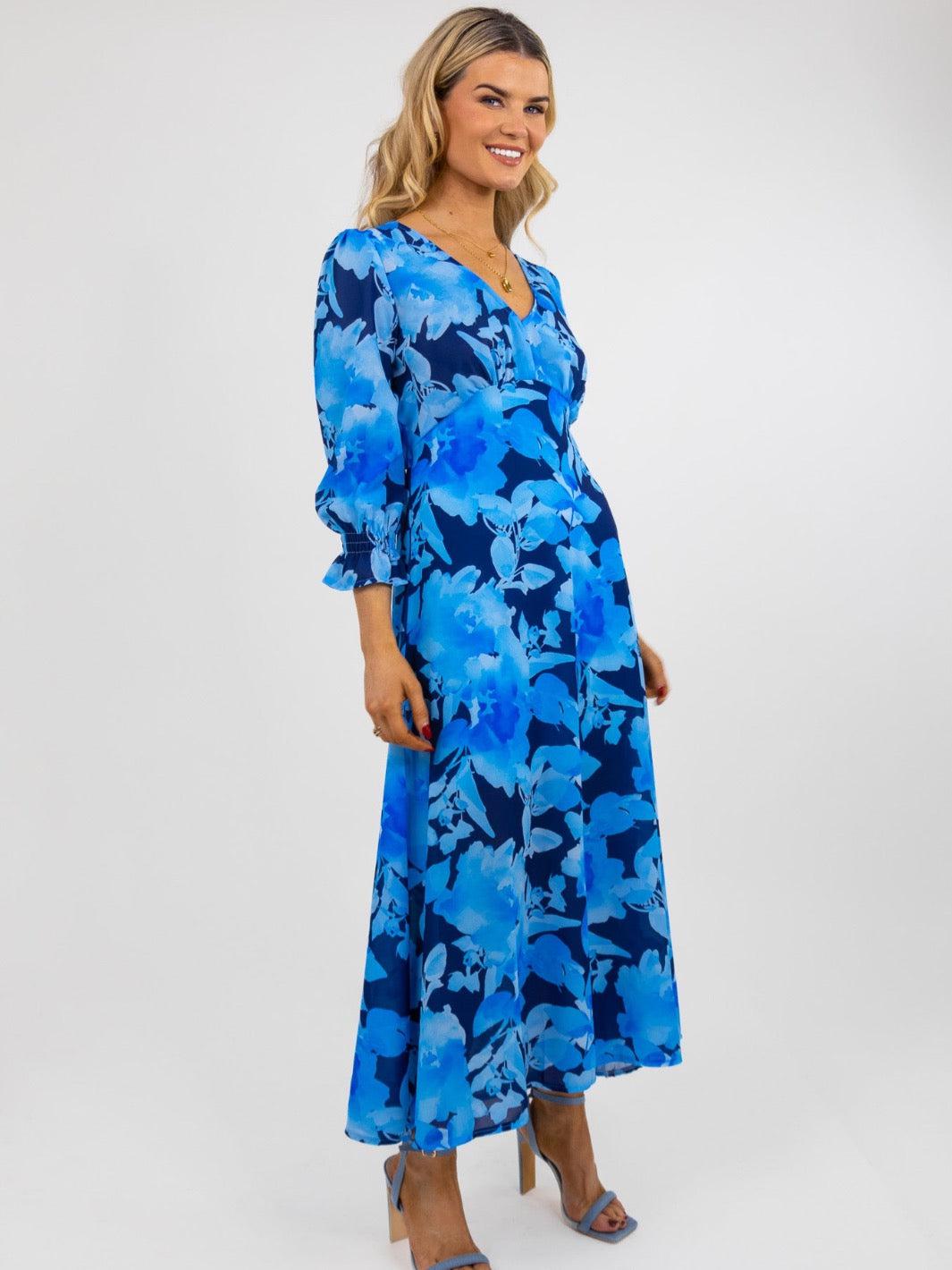 Kate & Pippa Streasa Dress In Blue Floral Print-Nicola Ross
