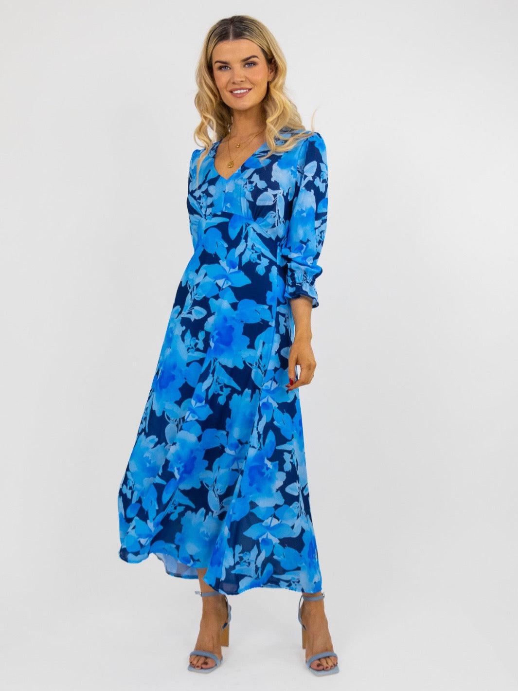 Kate & Pippa Streasa Dress In Blue Floral Print-Nicola Ross