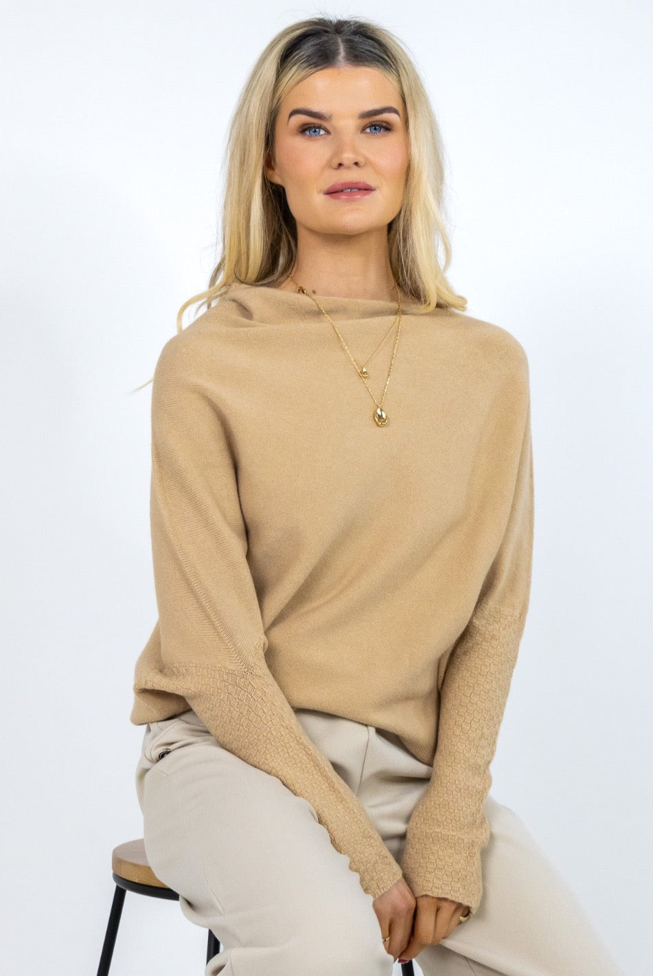 Kate & Pippa Windsor Knit Jumper In Biscuit-Kate & Pippa