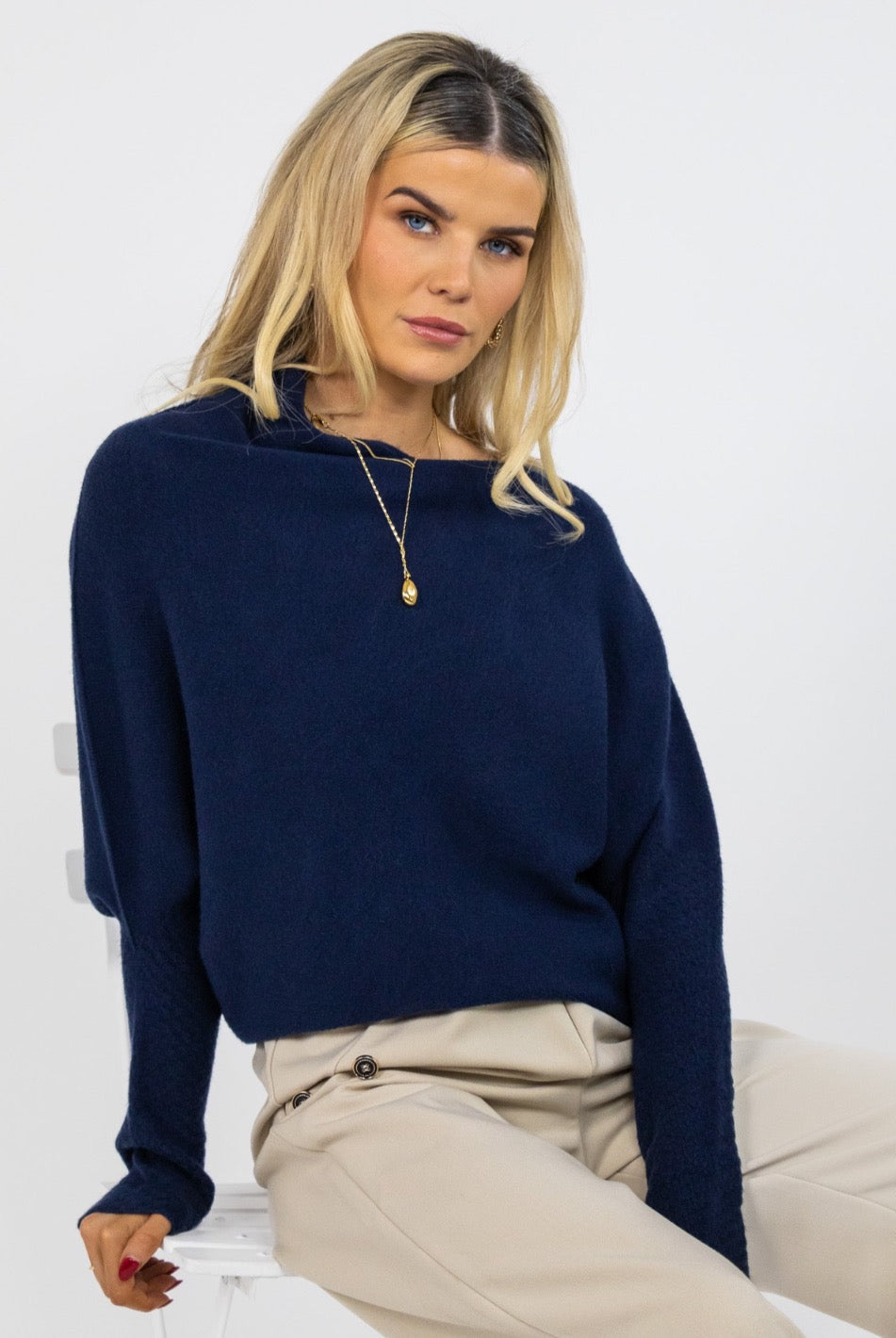 Kate & Pippa Windsor Knit Jumper In Midnight Navy-Kate & Pippa